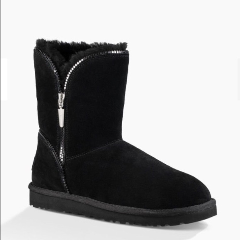 UGG Florence Short Black Suede Zipper Boots US 5